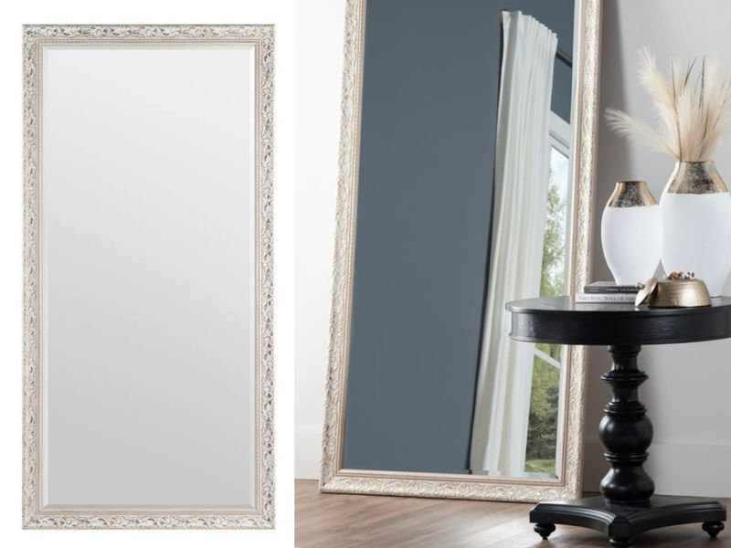 White/Gold Oversized Mirror, 48&quot;H