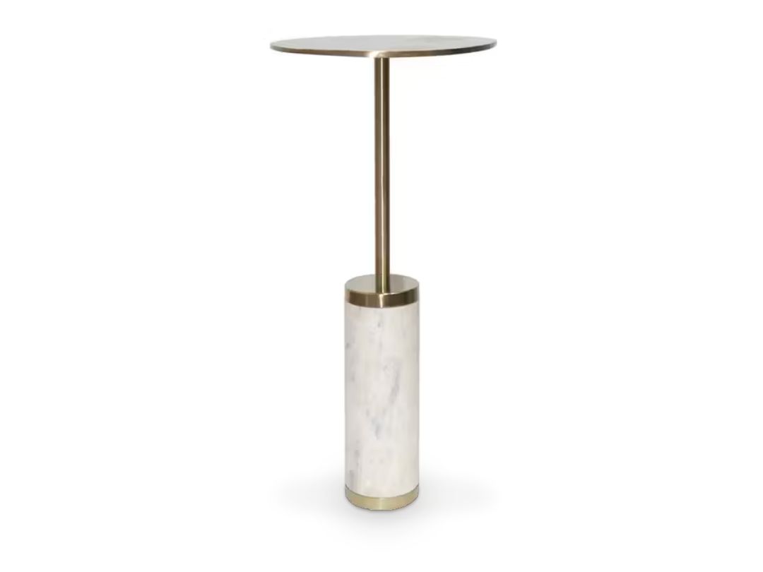 Round Marble Cylindrical Accent Table