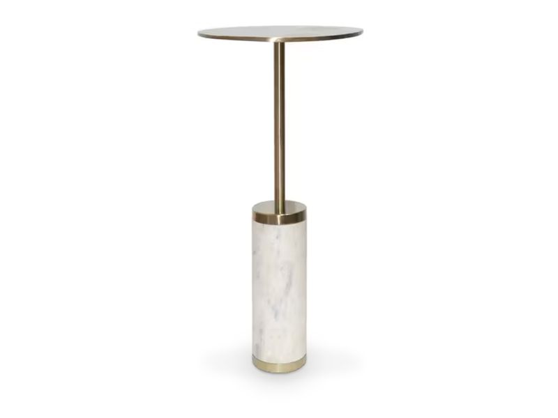 Round Marble Cylindrical Accent Table