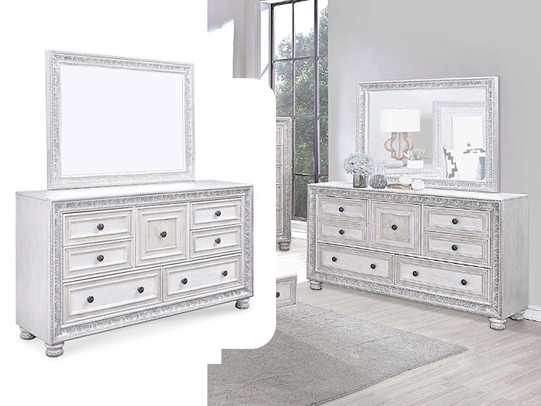 Frosted Dresser  with Mirror Frosted Dresser  with Mirror