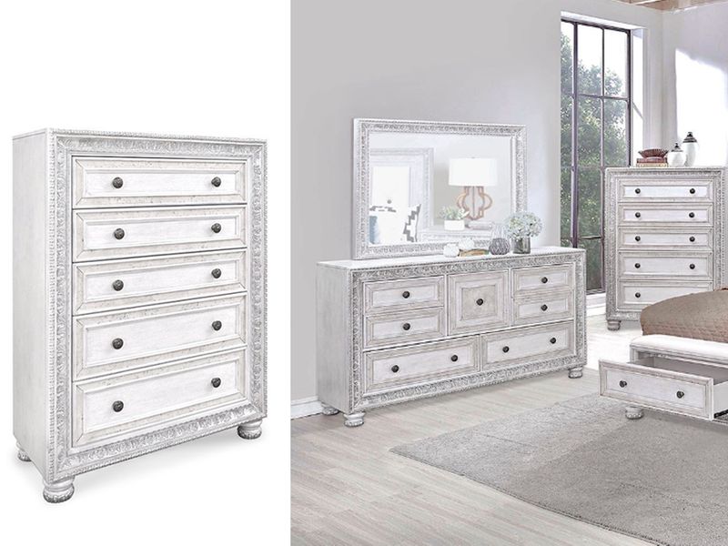Frosted  5 Drawer Chest