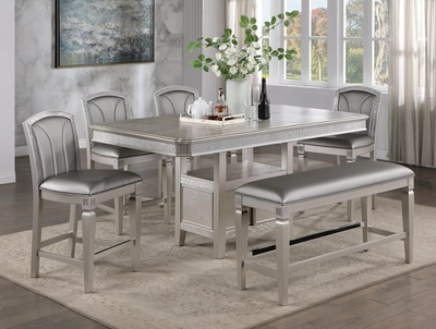 6 pc Pewter Counter Height Dining Set