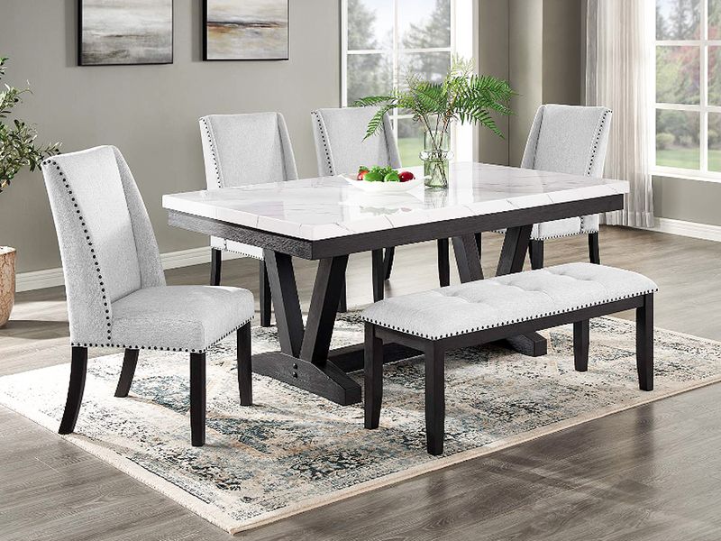 Fresh Dining Bench,  Off-White Upholstery
