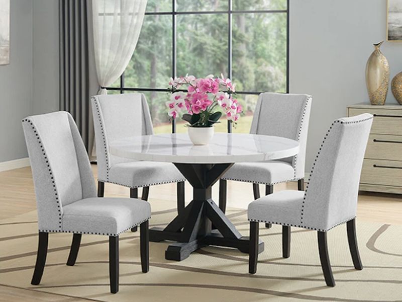 5 pc Round Marble Top Dining Set