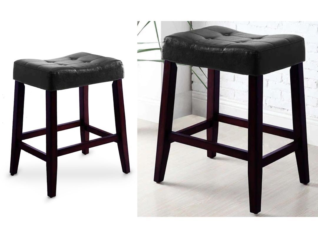 Simple Black Saddle Counter Stool