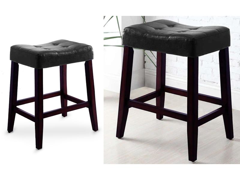 Simple Black Saddle Counter Stool