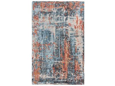 Mediterranean Wool Rug, Blues, Greys, Orange