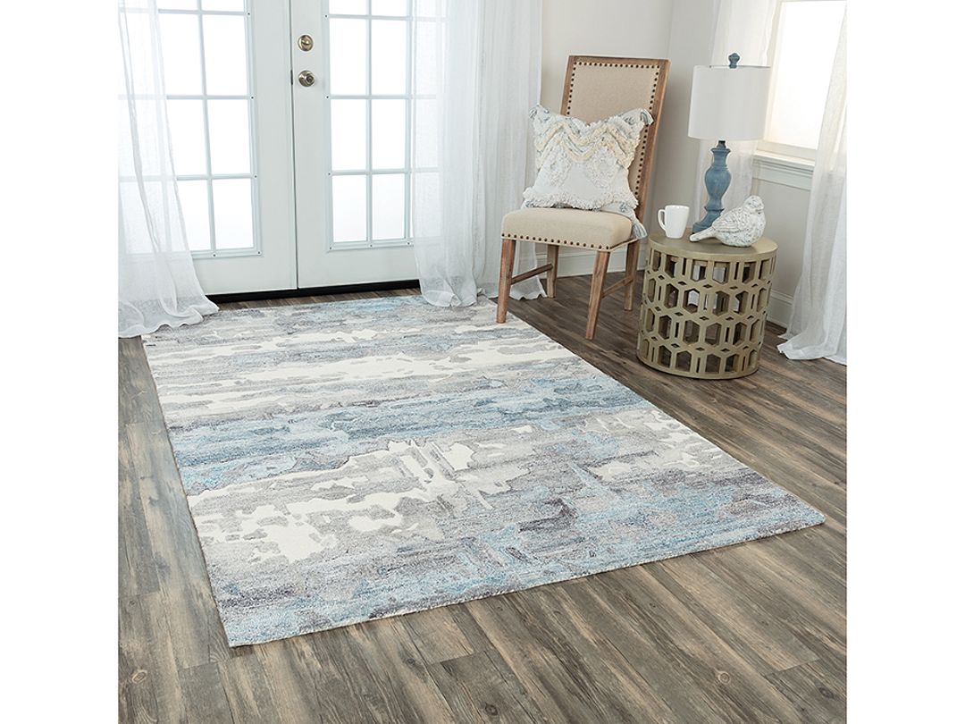 Azure Stone Wool Rug, Blues, Grays, Beige