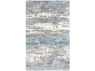 Azure Stone Wool Rug, Blues, Grays, Beige