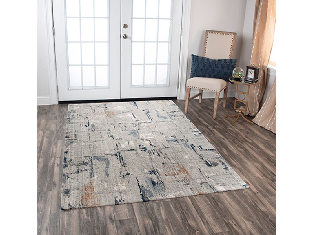 Stria Wool Rug, Blue, Grey, Brown, Beige Tones