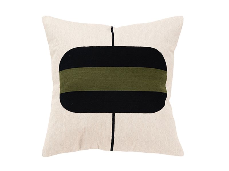 20 X 20 | Woven Cushion, Green, Black, Beige
