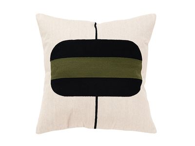 20 X 20 | Woven Cushion, Green, Black, Beige