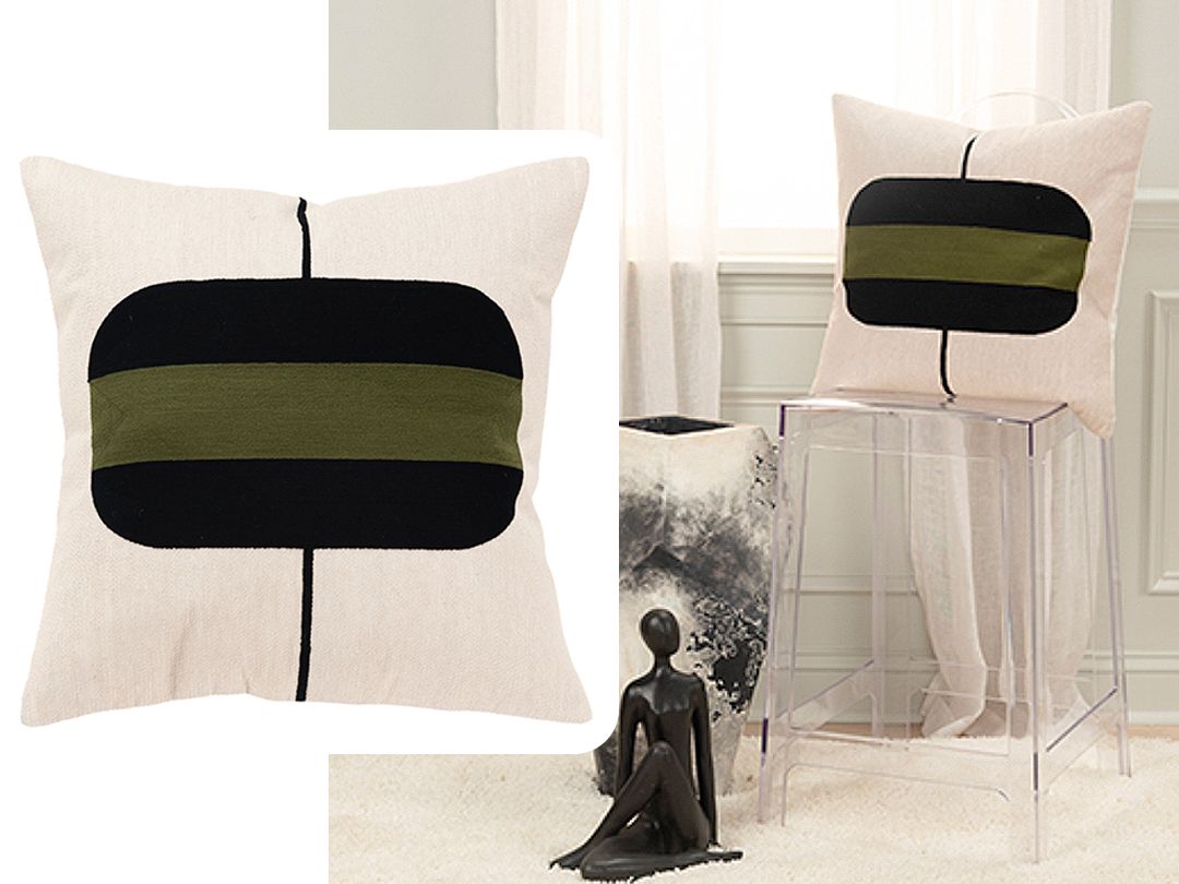 20 X 20 | Woven Cushion, Green, Black, Beige