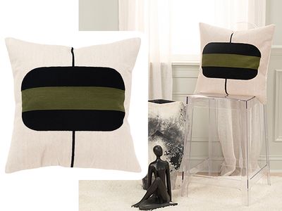 20 X 20 | Woven Cushion, Green, Black, Beige