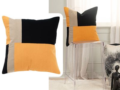 20 X 20 | Chic Cushion, Yellow, Beige, Black