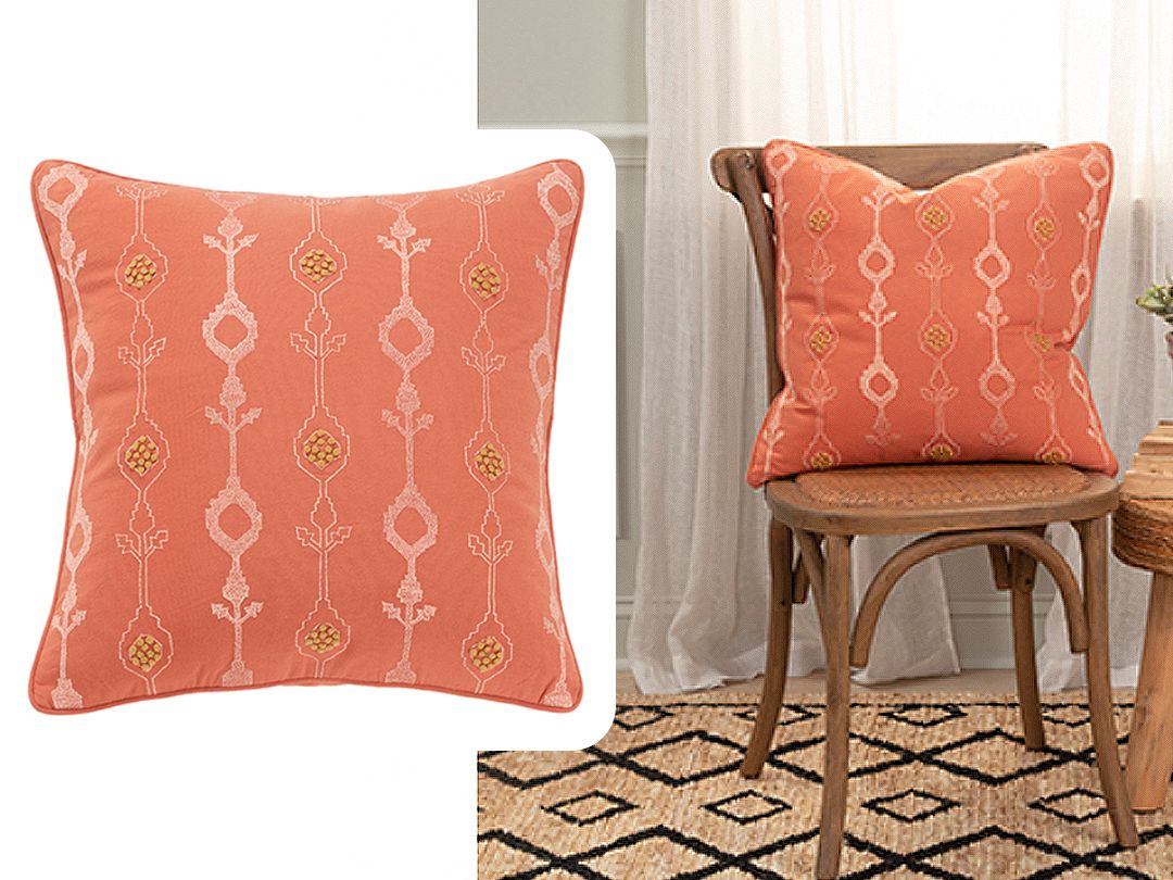 20 X 20 | Embroidered Cushion, Orange