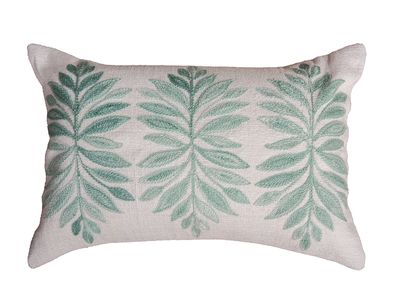 14 X 20 | Embroidery Cushion, Green, Beige