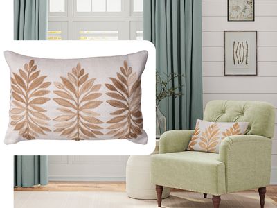 14 X 20 | Embroidery Cushion, Beige, Brown