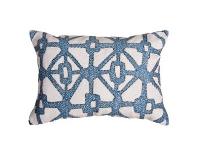 14 X 20 | Embroidery Cushion, Blue, Beige