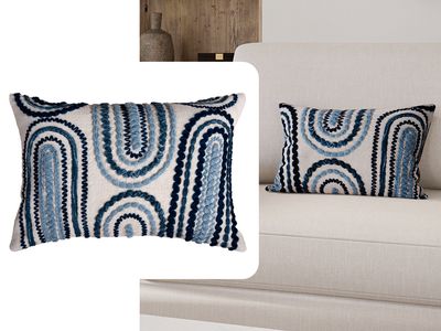 14 X 20 | Yarn Cushion, Blue, Beige