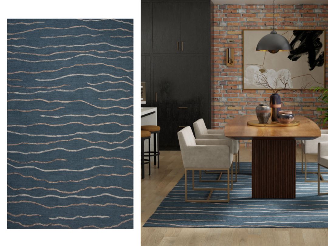 5 X 7.6  | Royal Wave Wool Rug, Blue