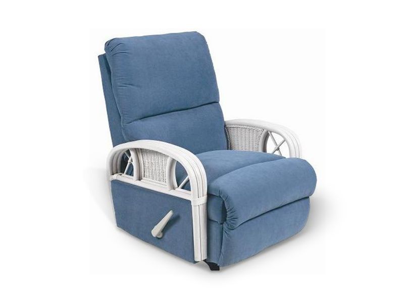 Rattan Rocker Recliner, Blue, White