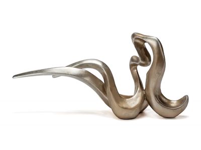 "Come Hither" Sculpture, Champagne Silver Finish