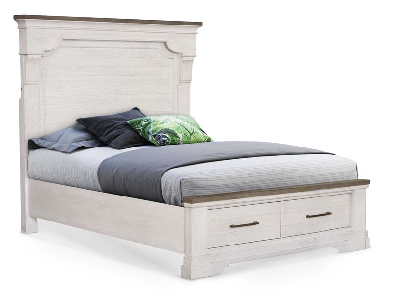 Light-Bed/Nightstand Set, White
