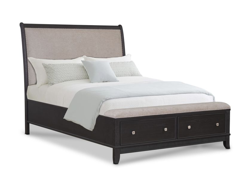 Upholstered Queen Bedroom Set, Dark Finish