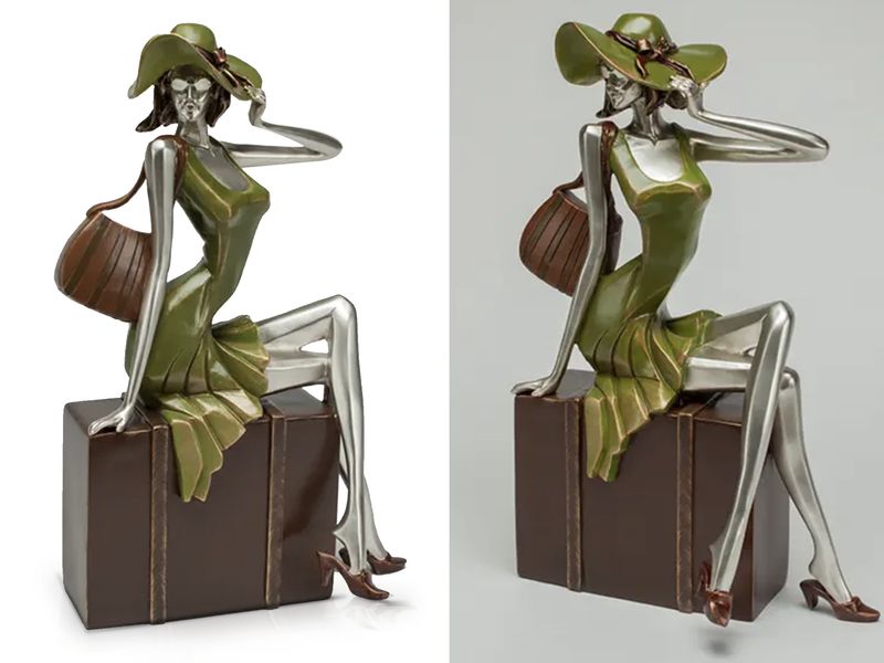 Going on Holiday Sculpture, Silver, Green, Brown