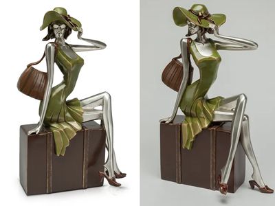 Going on Holiday Sculpture, Silver, Green, Brown