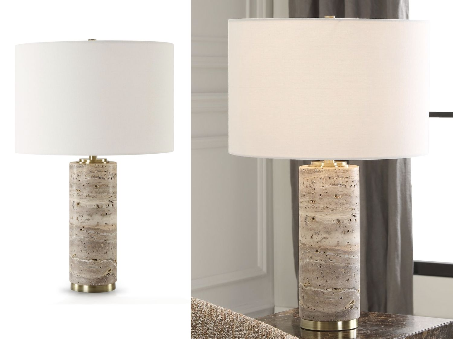 Travertine Table Lamp, Stone