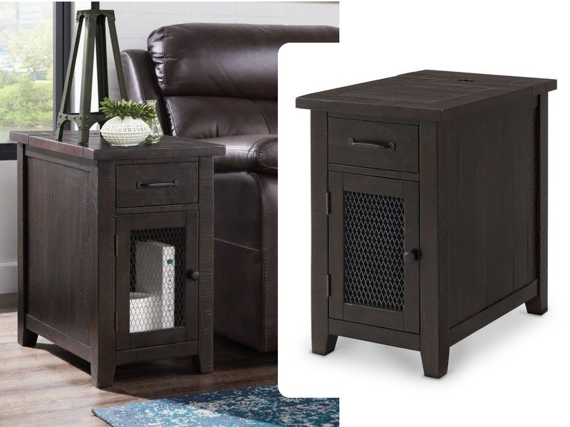 Rustic Chairside Table, Dark Finish