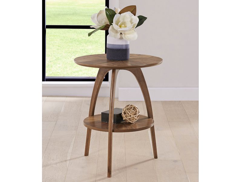 Starburst Round Wooden End Table