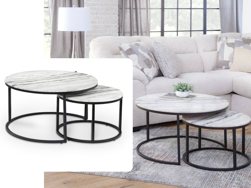 Marble-top Round Nesting Cocktail Table