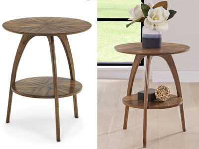 Starburst Round Wooden End Table
