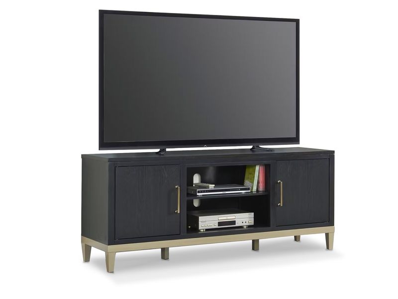 Sleek TV Stand in Black Coffee Ash &amp; Champagne Gold