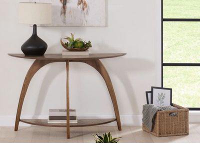Starburst Round End Table in Warm Nutmeg