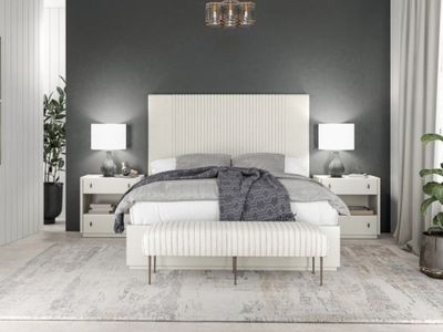 Centre Stage King Cream Upholstered Bedroom Set