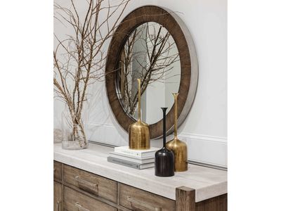 Wooden Slats Round Mirror