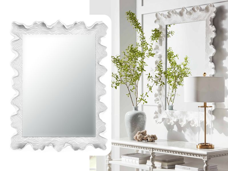 Scalloped Mirror, White