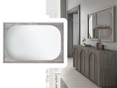 Metallic Landscape Mirror, Wood Tones