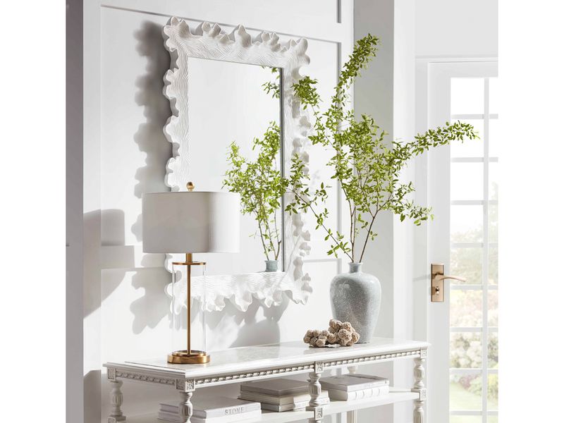 Scalloped Mirror, White