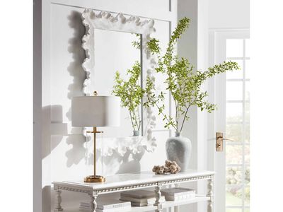 Scalloped Mirror, White