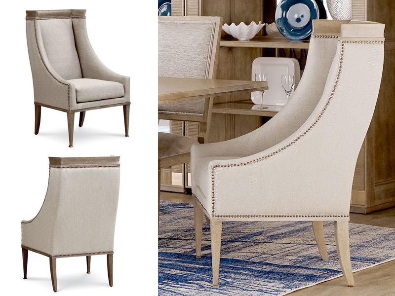 Stylistic Upholstered Host  Chair, Off-White