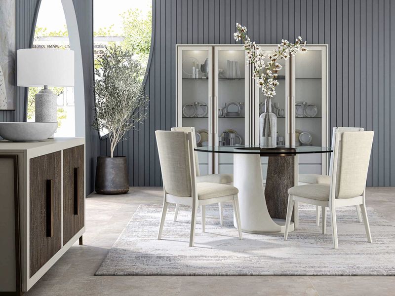 Eclectic Round Glass Top Dining Table, White