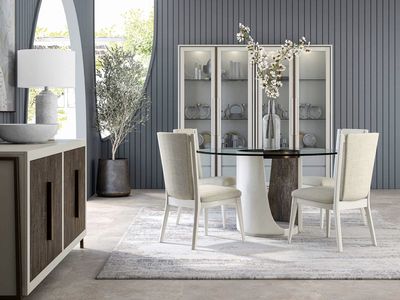 Eclectic Round Glass Top Dining Table, White