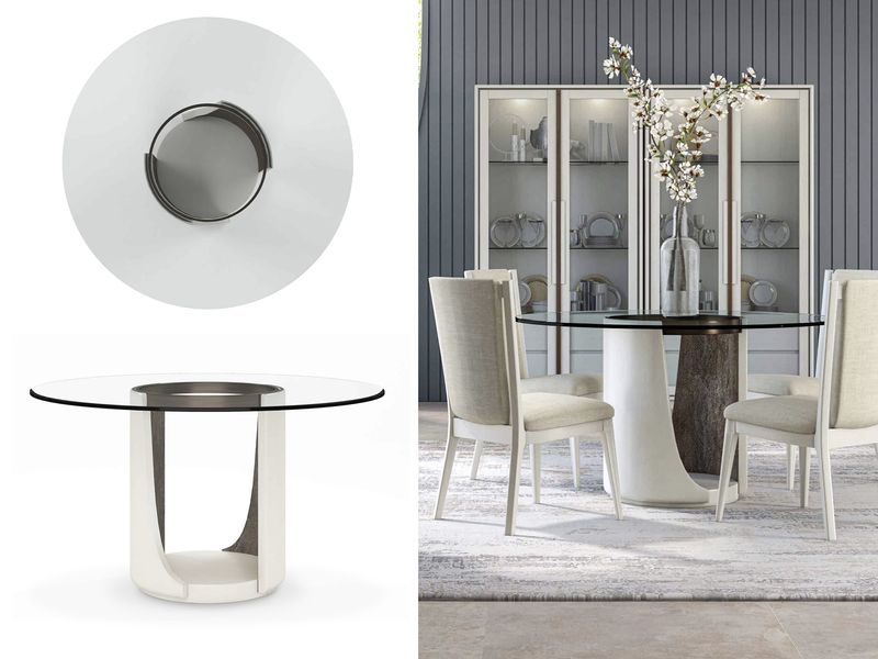 Eclectic Round Glass Top Dining Table, White