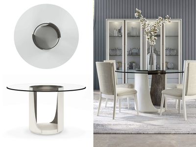 Eclectic Round Glass Top Dining Table, White