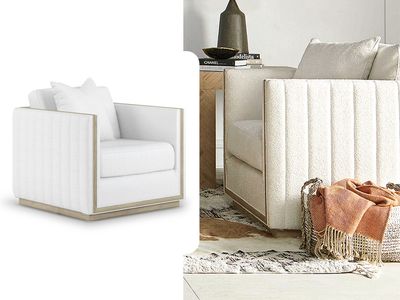 Cream Washed Oak Finish Upholstered Armchair